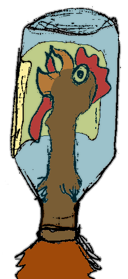Gockel in der Flasche